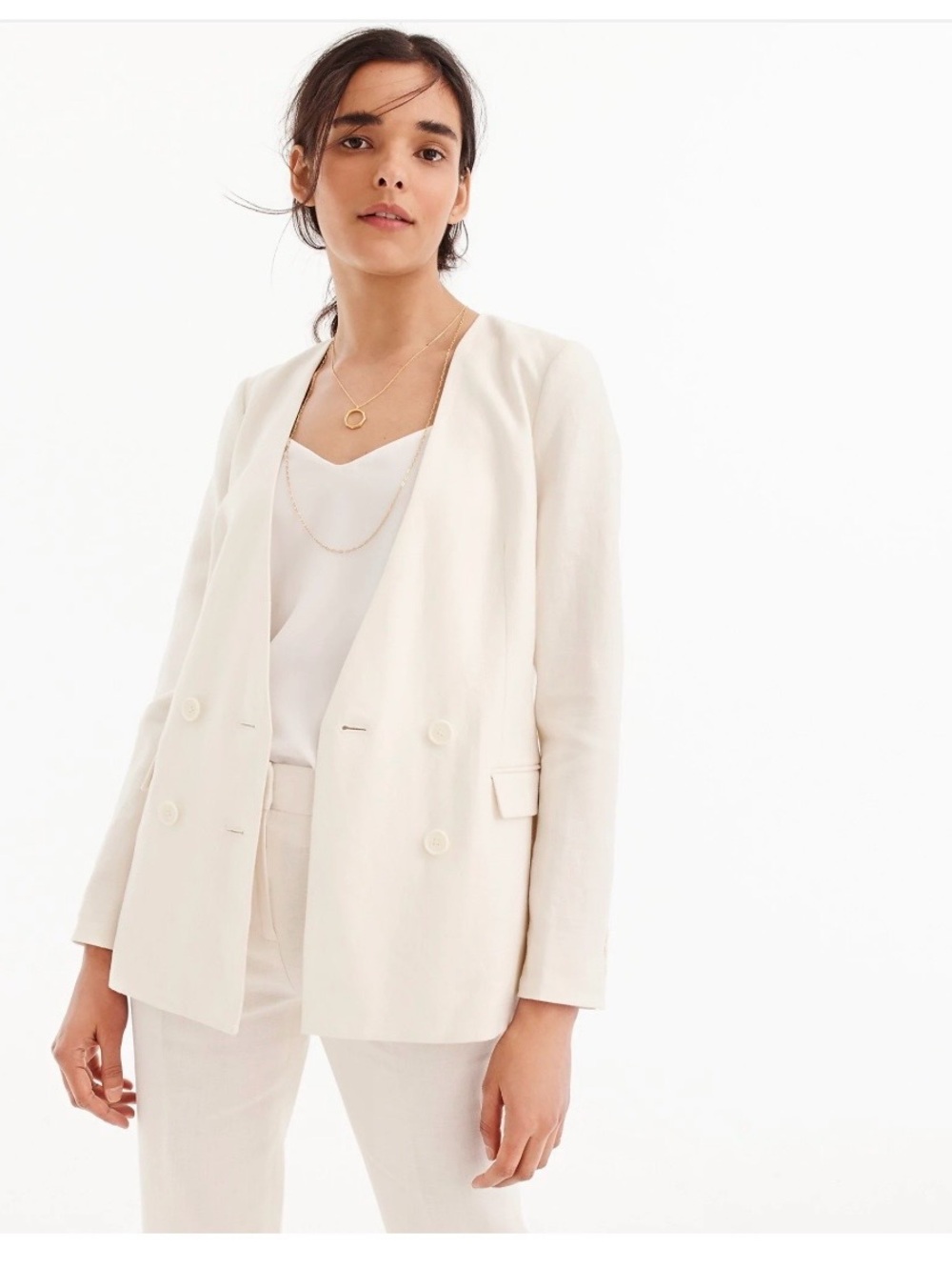 J. Crew French Girl Double-Breasted Blazer in Soft Pink Crepe - size 6 Tall